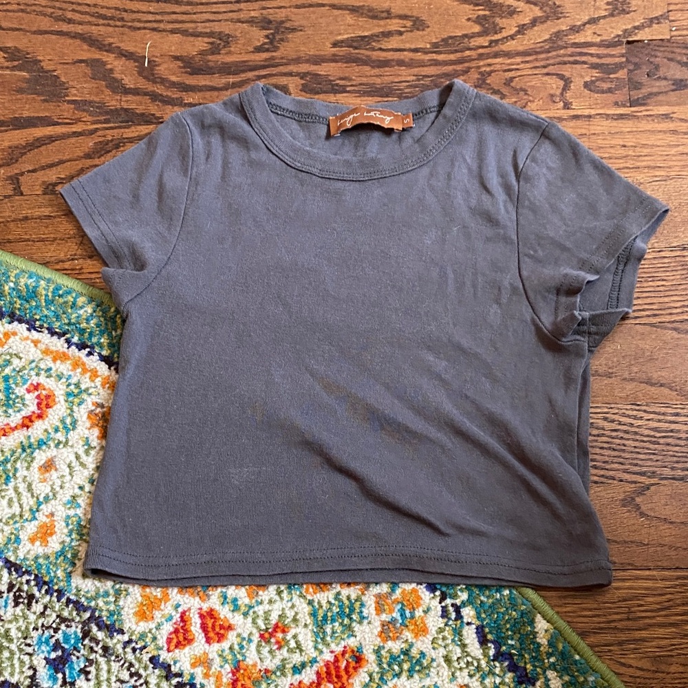 Grey distressed baby tee